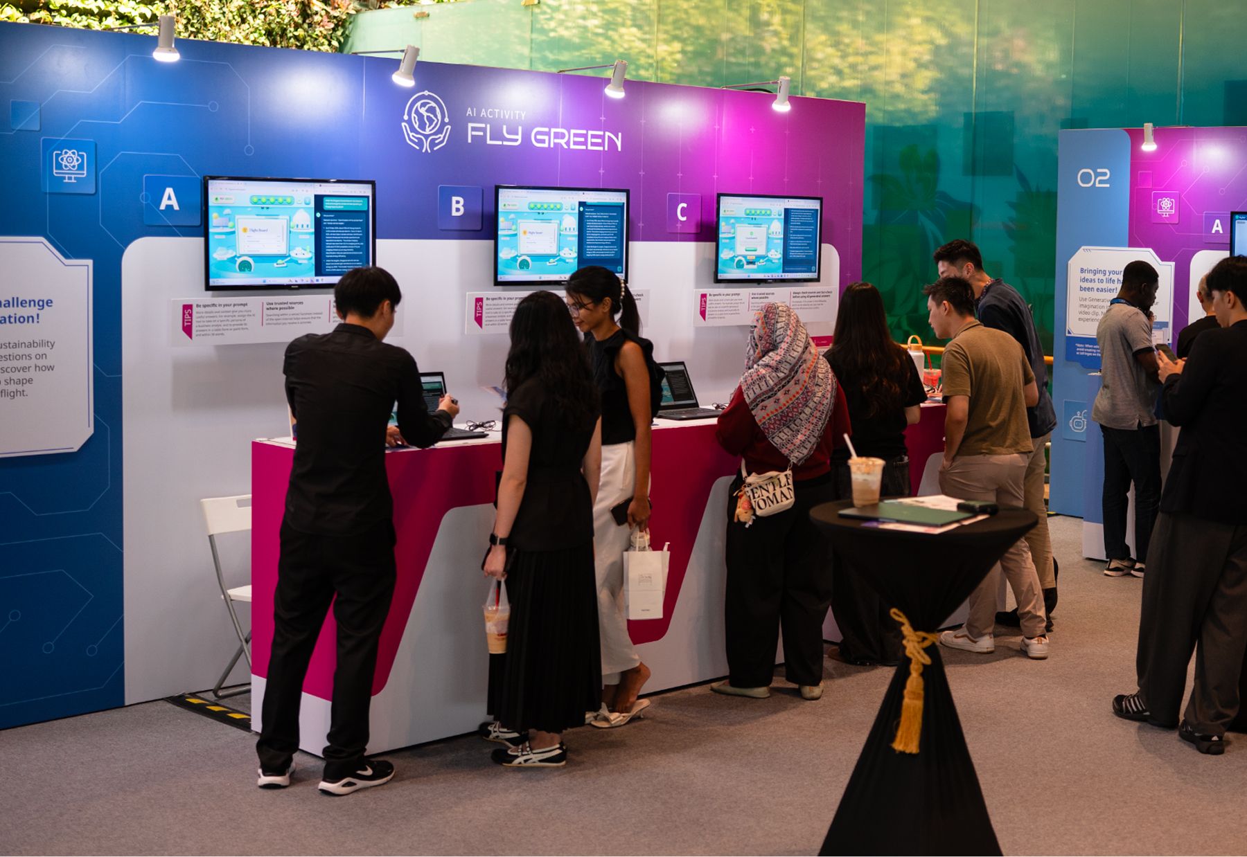 Participants at the Fly Green AI sustainability quiz booth