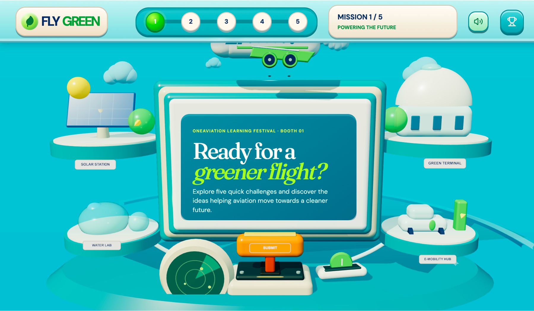 The Fly Green booth activity interface