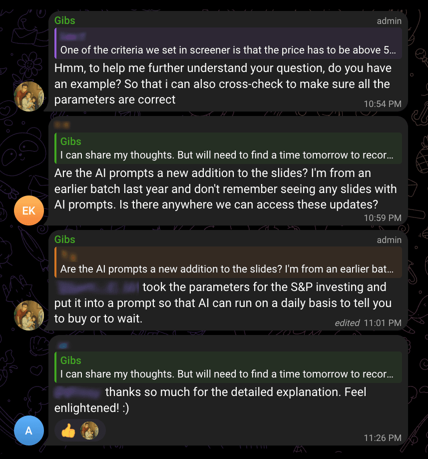 Market analysis in Telegram group