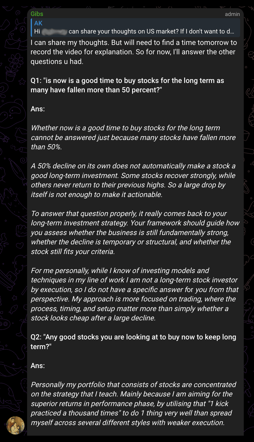 Alumni sharing trade setups