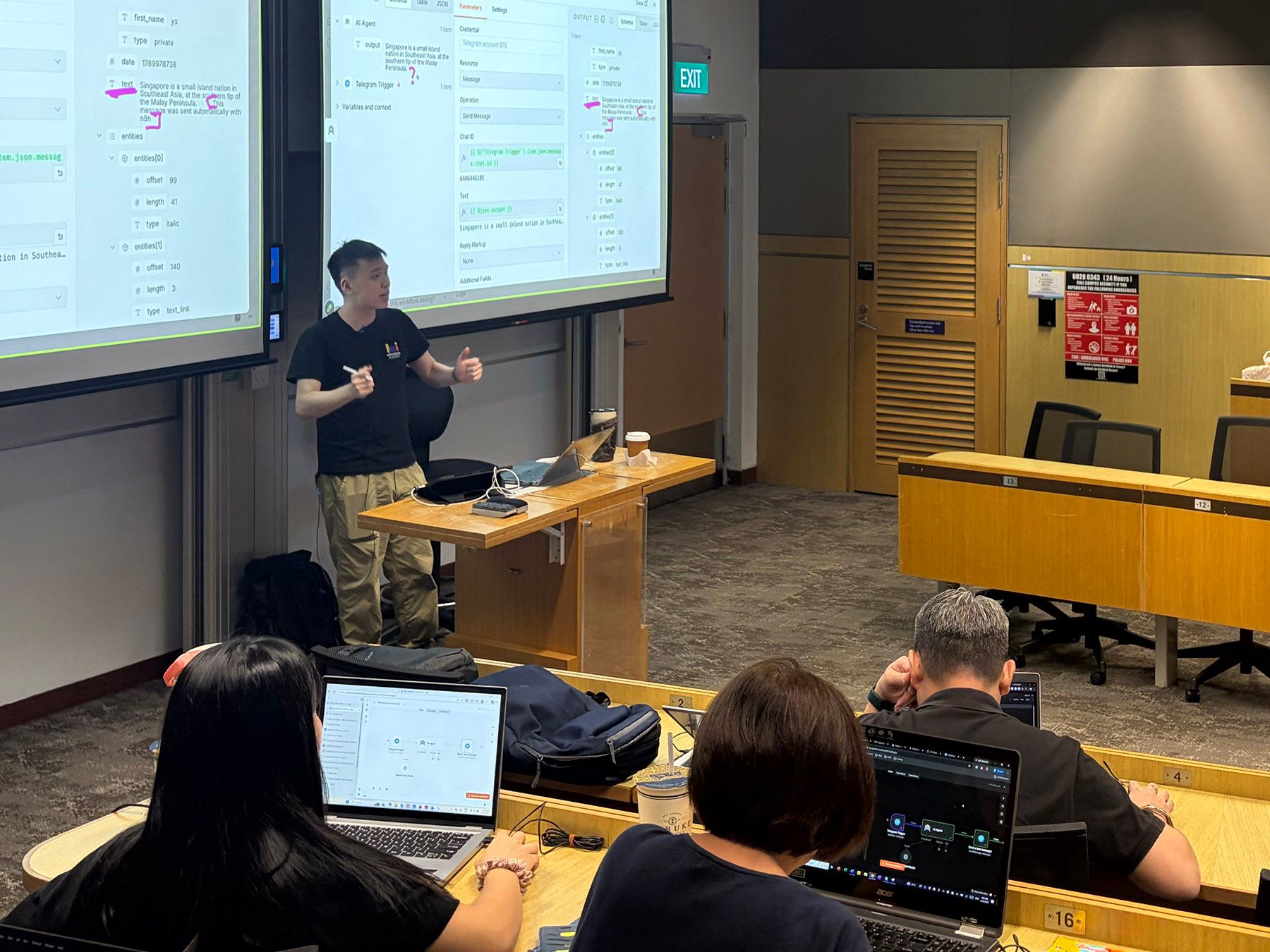 Building an agentic n8n workflow during the MINDEF DIS GA100 private run
