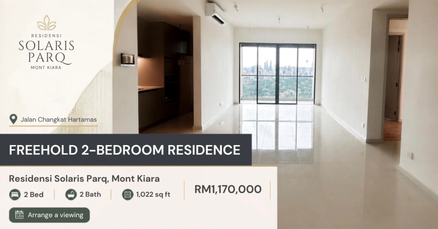 A Facebook post for a condo launch, with pricing and key property details generated onto the property image