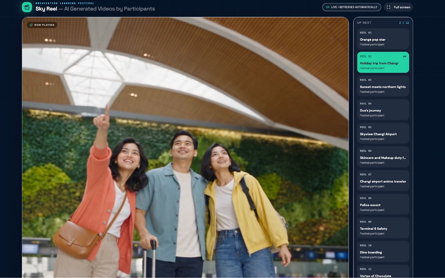 The Sky Reels booth activity interface